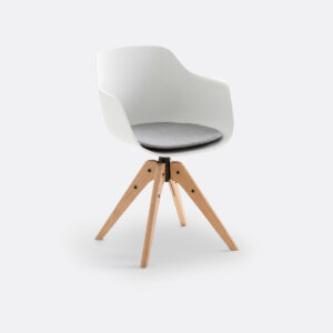 Fauteuil de bureau Zapong avec coque en polypropylène et piètement en chêne