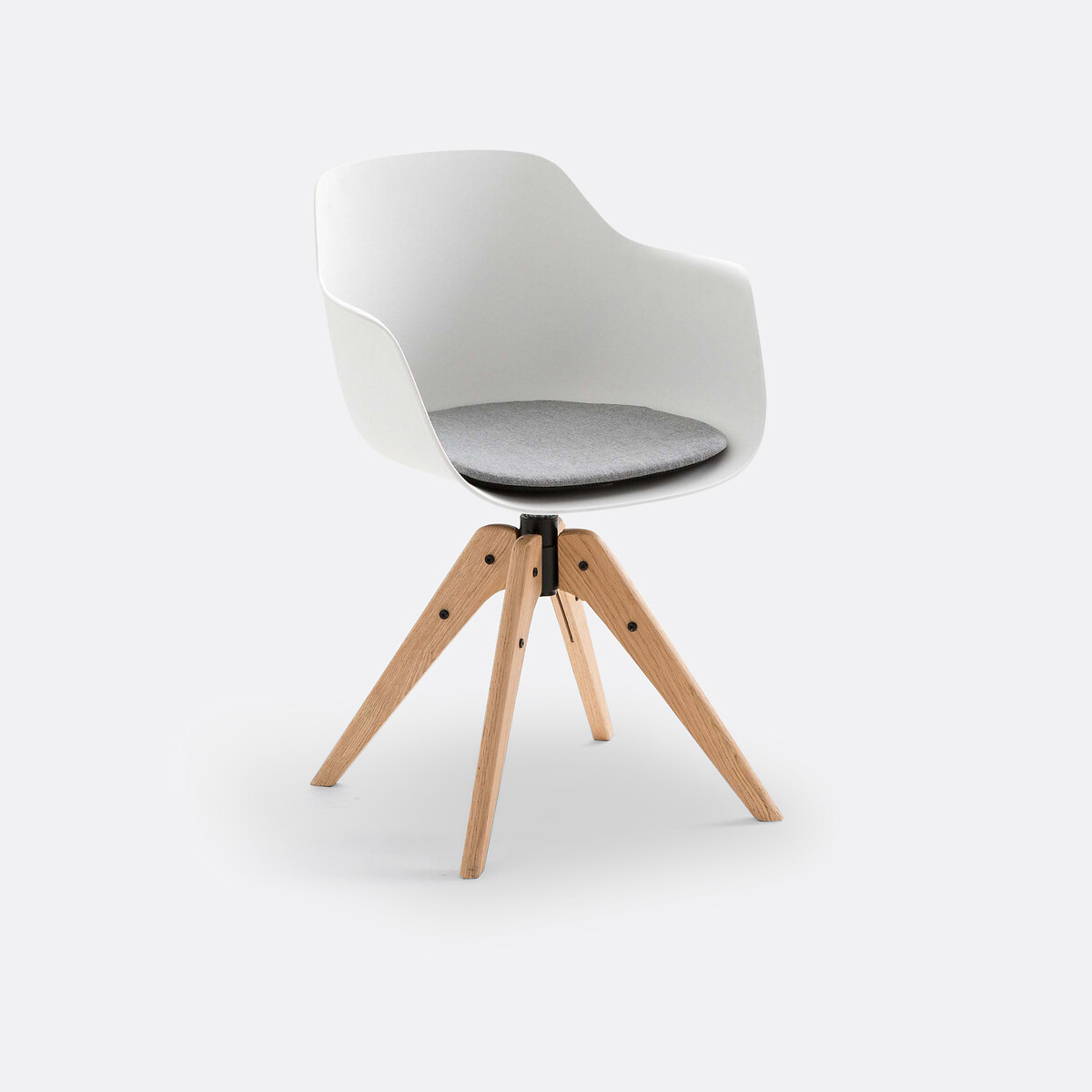 Fauteuil de bureau Zapong avec coque en polypropylène et piètement en chêne