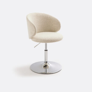 Chaise de bureau Jakemo en tissu bouclette avec pied tulipe chromé