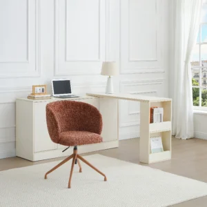 Chaise de bureau DUMALI en tissu texturé avec assise terracotta et piètement métallique