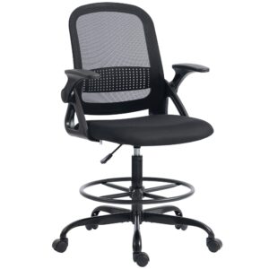 Chaise de bureau Homcom noire avec dossier en maille et accoudoirs rabattables
