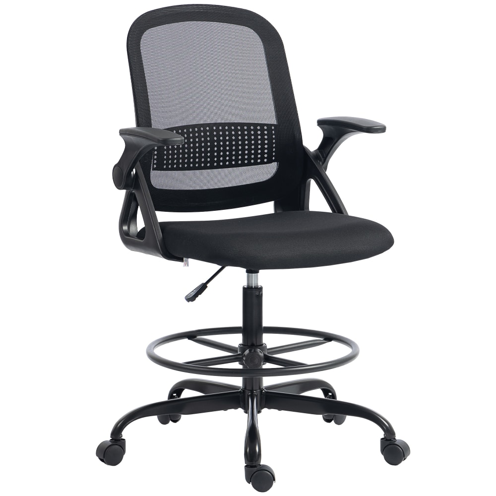 Chaise de bureau Homcom noire avec dossier en maille et accoudoirs rabattables