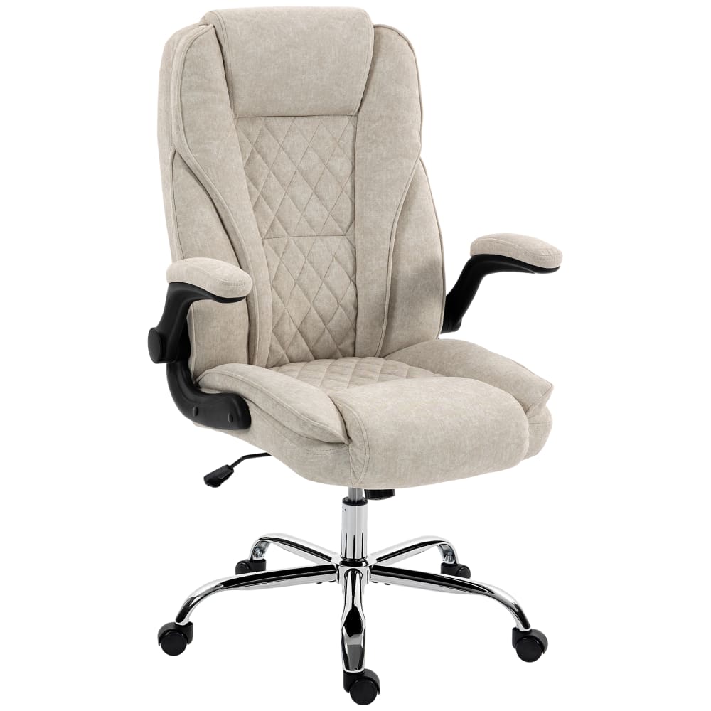 Chaise de bureau Homcom beige en velours avec accoudoirs rabattables