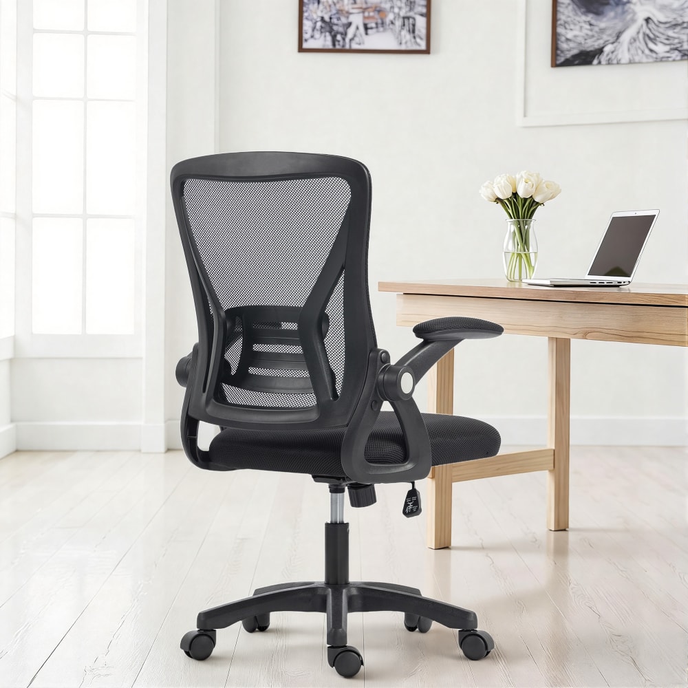 Chaise de bureau Homcom noire avec dossier en maille et accoudoirs relevables — vue 3