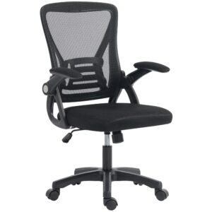Chaise de bureau Homcom noire avec dossier en maille et accoudoirs relevables