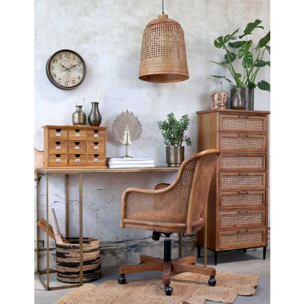 Chaise de bureau CHEMIN DE CAMPAGNE en rotin et bois de bouleau marron — vue 3