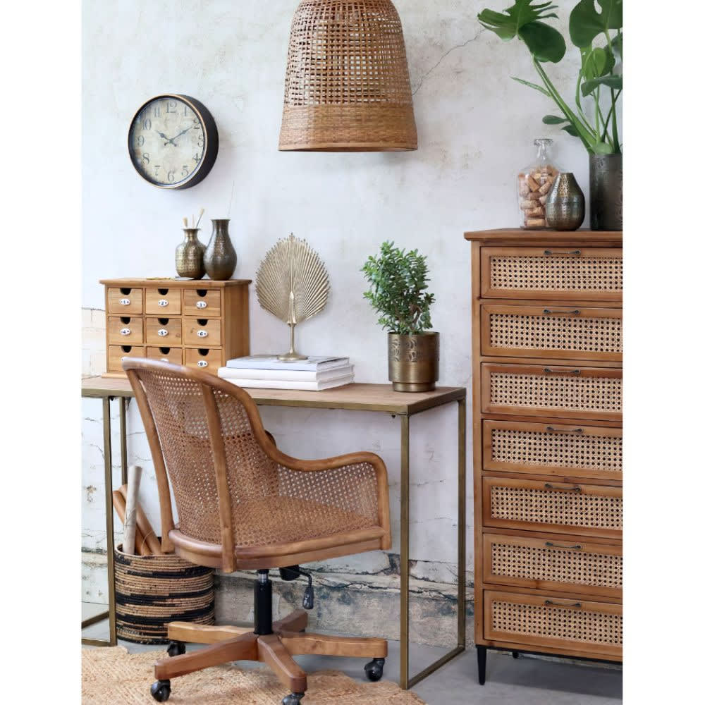 Chaise de bureau CHEMIN DE CAMPAGNE en rotin et bois de bouleau marron — vue 4