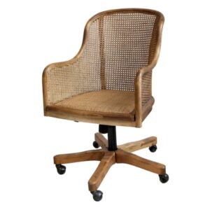 Chaise de bureau CHEMIN DE CAMPAGNE en rotin et bois de bouleau marron