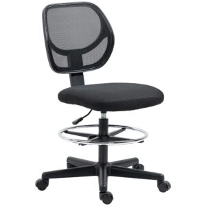 Chaise de bureau Vinsetto avec assise haute, maille noire et repose-pieds réglable