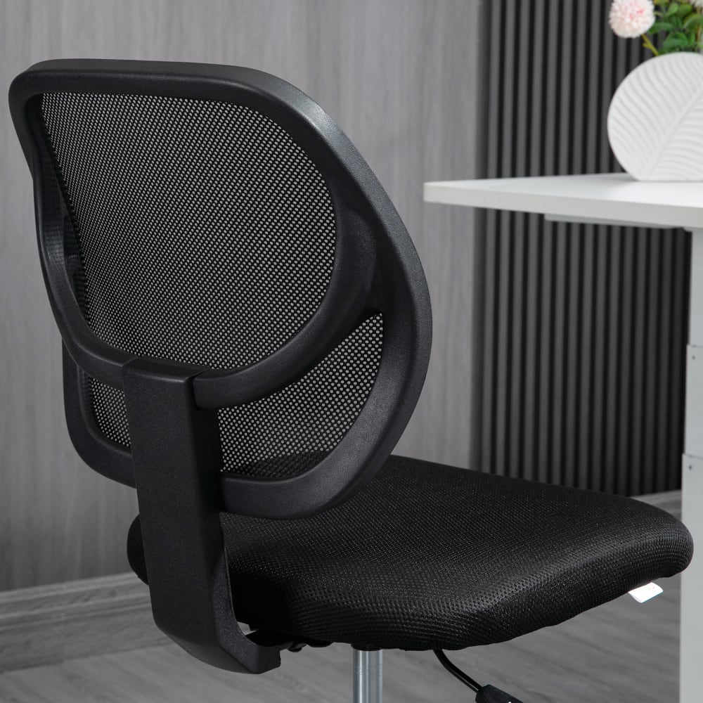 Chaise de bureau Vinsetto avec assise haute, maille noire et repose-pieds réglable — vue 6