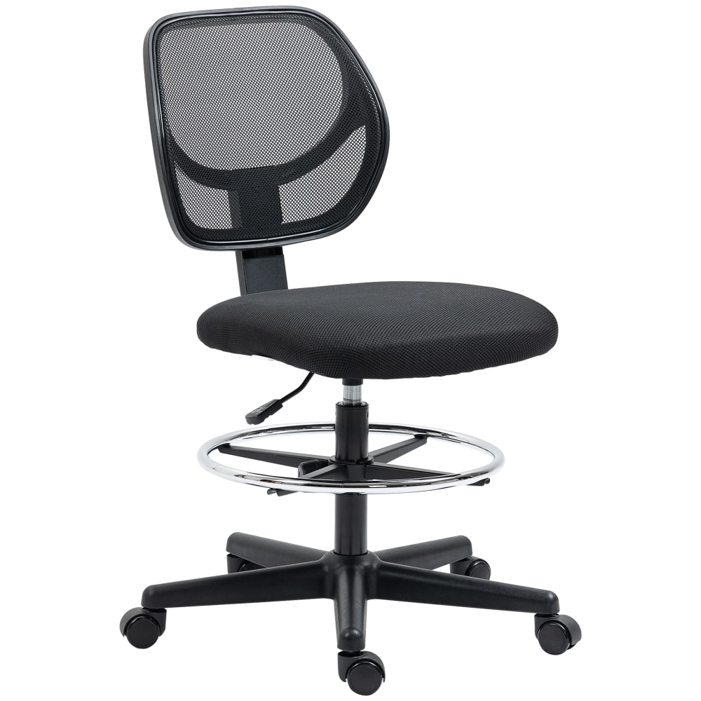 Chaise de bureau Vinsetto avec assise haute, maille noire et repose-pieds réglable