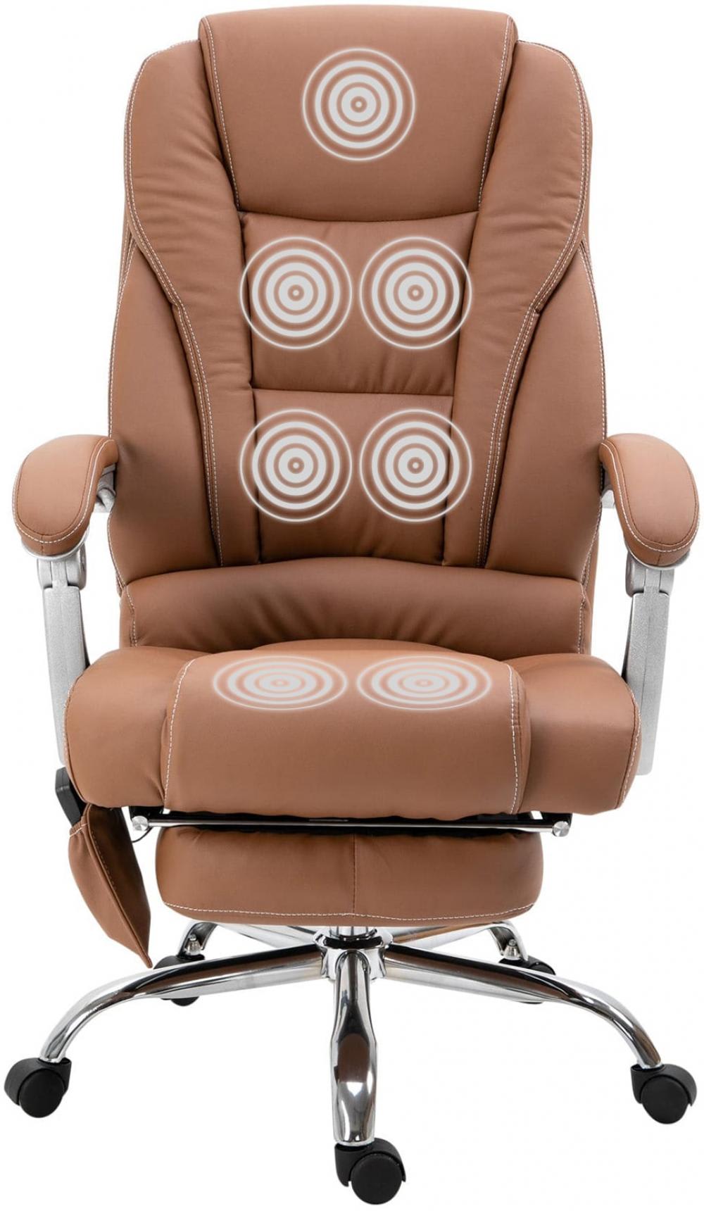 Fauteuil de bureau CLP Pacific marron clair avec repose-pieds et massage — vue 2