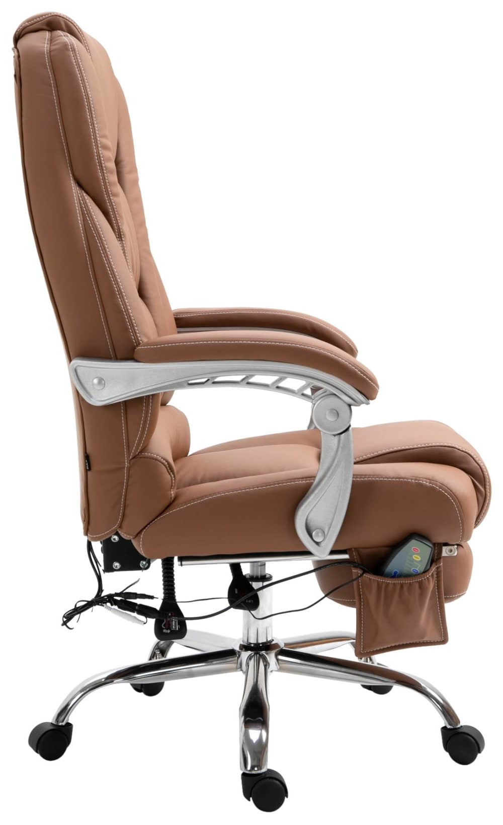 Fauteuil de bureau CLP Pacific marron clair avec repose-pieds et massage — vue 3
