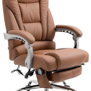 Fauteuil de bureau CLP Pacific marron clair avec repose-pieds et massage