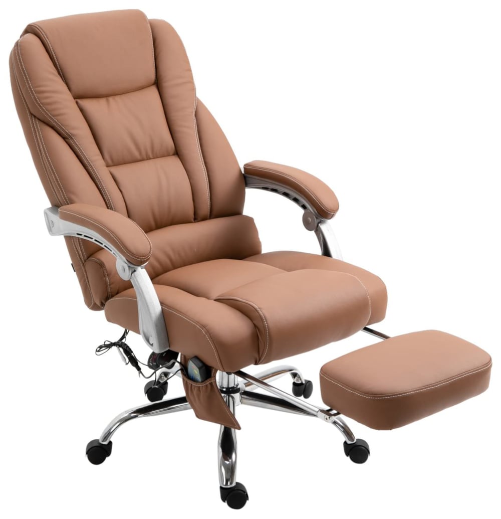 Fauteuil de bureau CLP Pacific marron clair avec repose-pieds et massage — vue 5