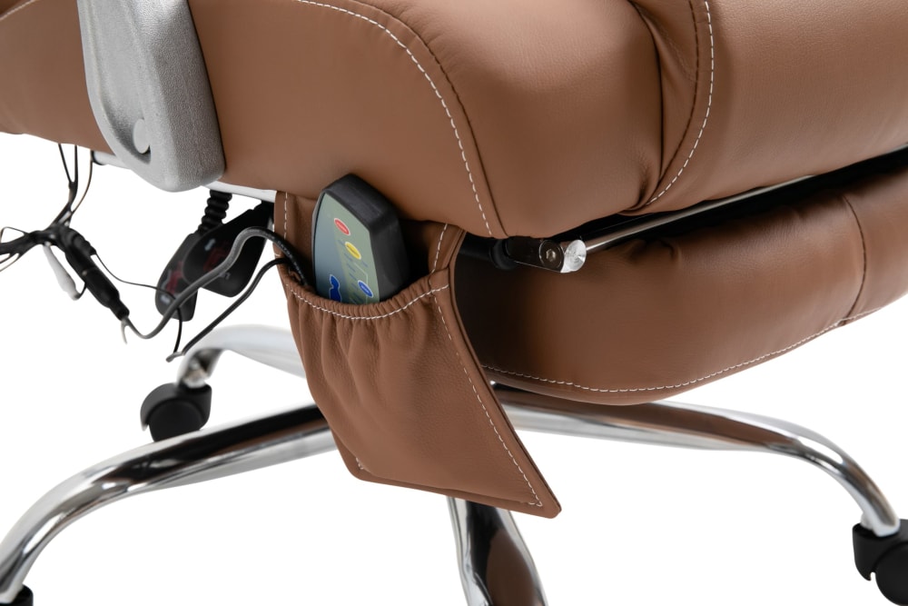 Fauteuil de bureau CLP Pacific marron clair avec repose-pieds et massage — vue 6