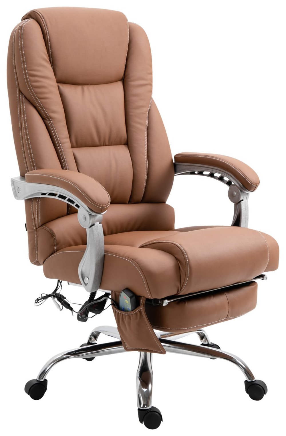 Fauteuil de bureau CLP Pacific marron clair avec repose-pieds et massage