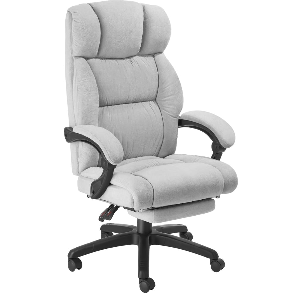 Chaise de bureau Tectake Jillien grise en velours avec repose-pieds escamotable — vue 3