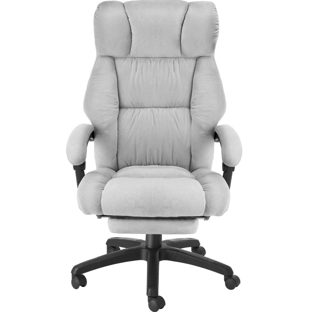 Chaise de bureau Tectake Jillien grise en velours avec repose-pieds escamotable — vue 4