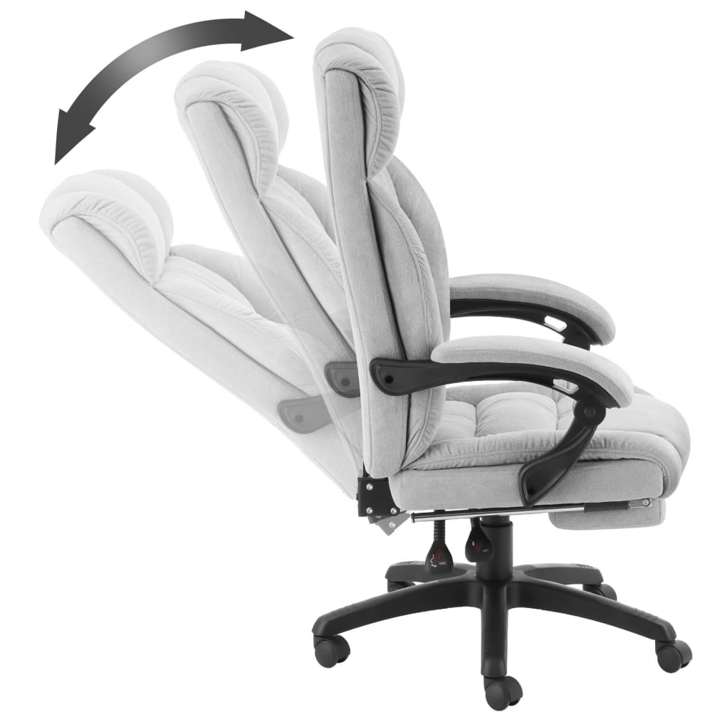 Chaise de bureau Tectake Jillien grise en velours avec repose-pieds escamotable — vue 6