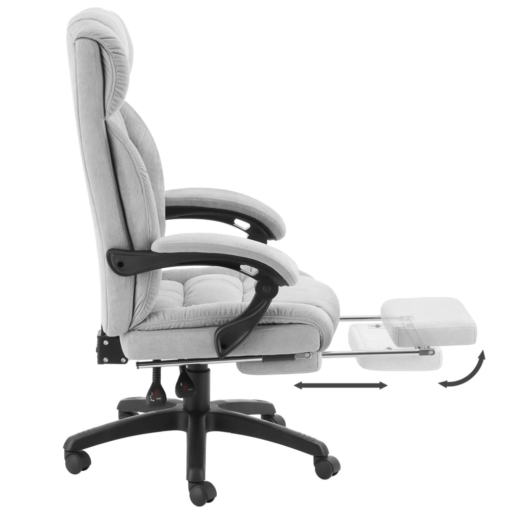 Chaise de bureau Tectake Jillien grise en velours avec repose-pieds escamotable — vue 7