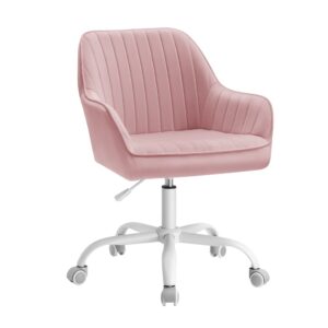Chaise de bureau SONGMICS rose en velours avec hauteur d’assise réglable