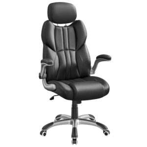 Chaise de bureau SONGMICS noire avec dossier haut et cadre en acier
