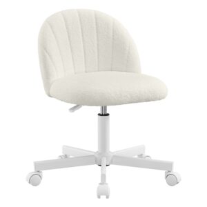 Chaise de bureau SONGMICS en tissu peluche blanc crème, pivotante et réglable