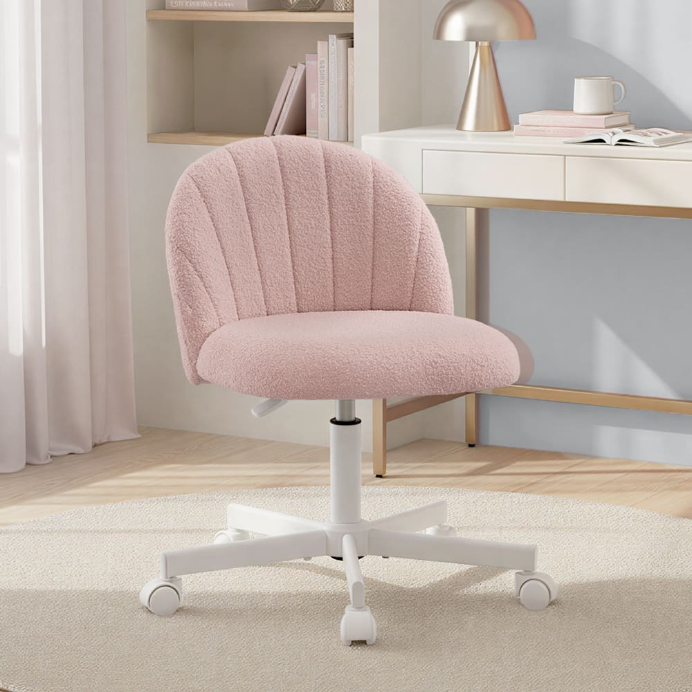 Chaise de bureau SONGMICS rose en tissu peluche avec assise rembourrée — vue 3