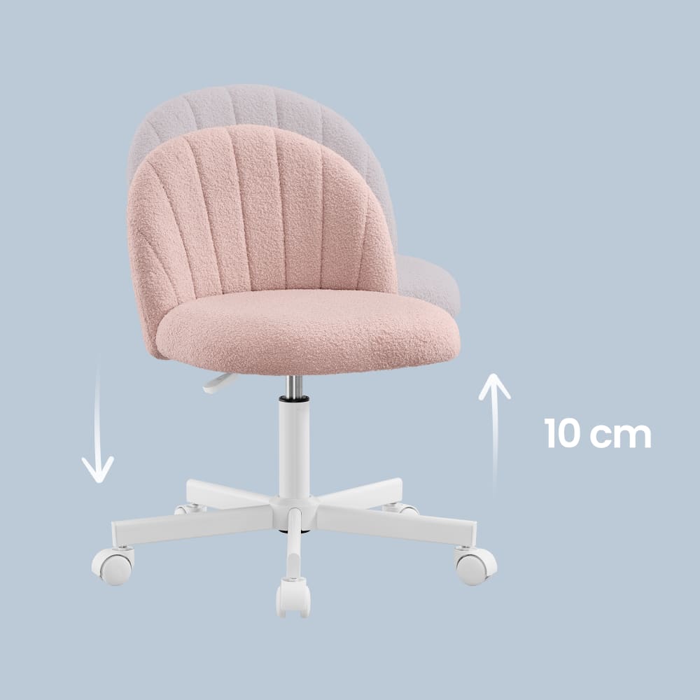 Chaise de bureau SONGMICS rose en tissu peluche avec assise rembourrée — vue 4