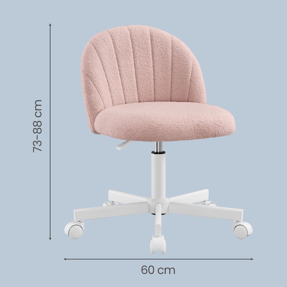Chaise de bureau SONGMICS rose en tissu peluche avec assise rembourrée — vue 5