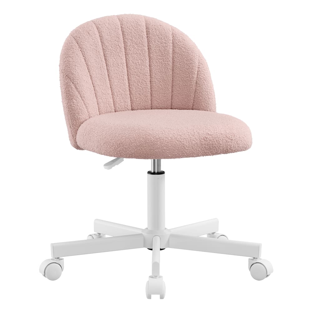 Chaise de bureau SONGMICS rose en tissu peluche avec assise rembourrée