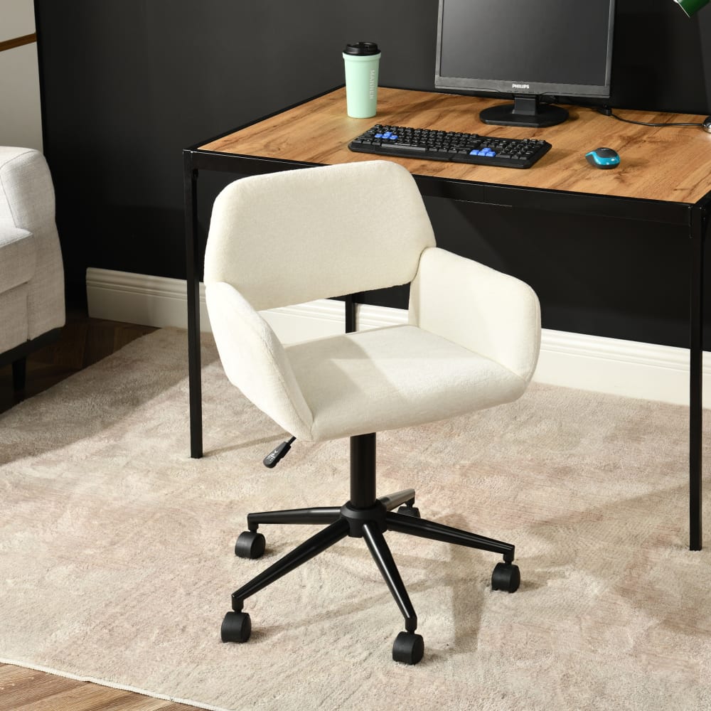 Chaise de bureau Urban Meuble beige avec accoudoirs et roulettes — vue 2