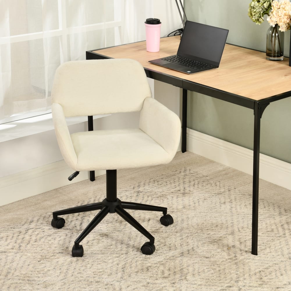 Chaise de bureau Urban Meuble beige avec accoudoirs et roulettes — vue 3