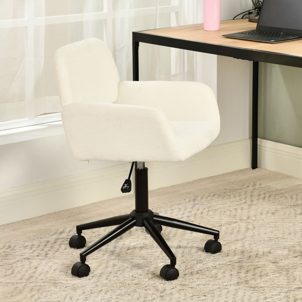 Chaise de bureau Urban Meuble beige avec accoudoirs et roulettes — vue 4