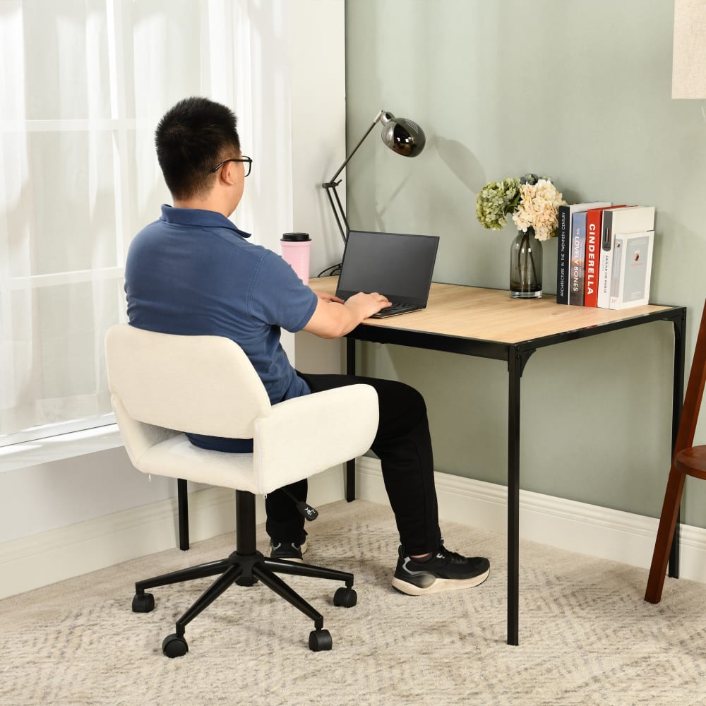 Chaise de bureau Urban Meuble beige avec accoudoirs et roulettes — vue 5