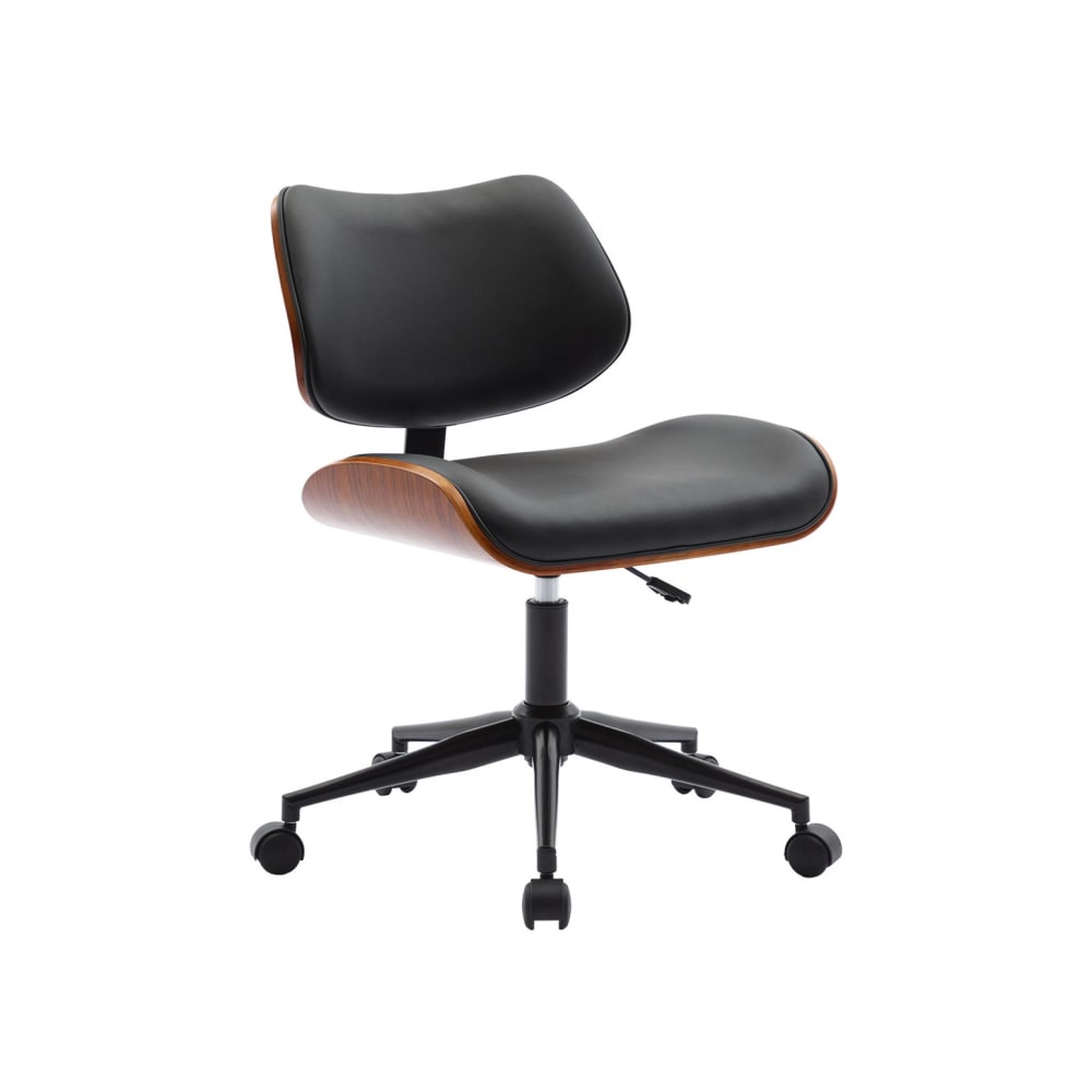 Chaise de bureau sweeek avec coque en bois courbé et revêtement noir — vue 2