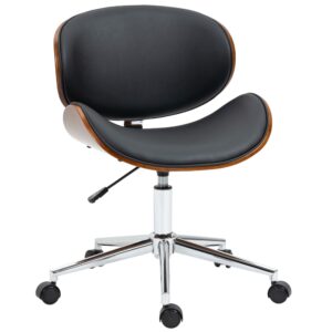 Chaise de bureau Vinsetto en bois de peuplier, assise noire et piètement chromé