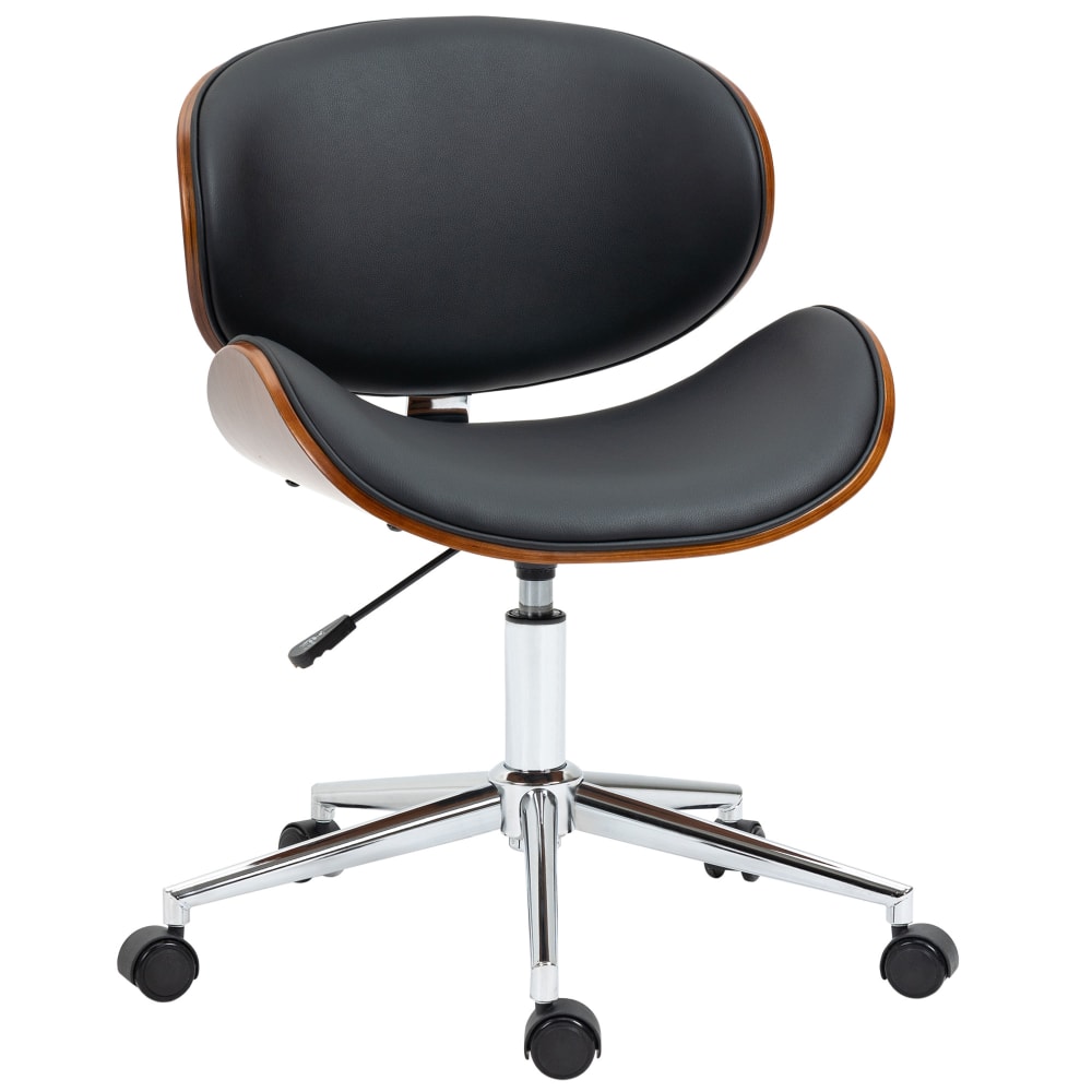Chaise de bureau Vinsetto en bois de peuplier, assise noire et piètement chromé
