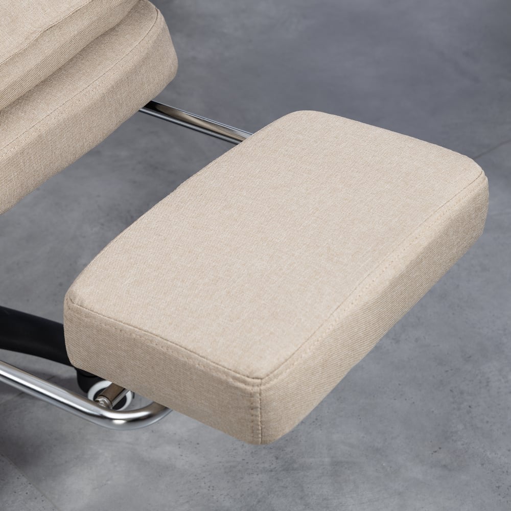 Chaise de bureau Vinsetto beige avec dossier inclinable et repose-pieds coulissant — vue 6