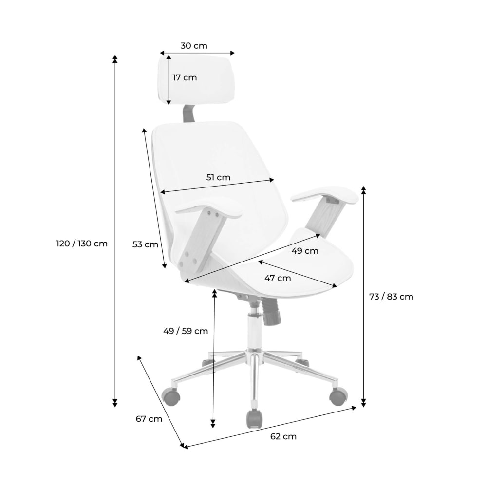 Chaise de bureau sweeek à coque effet noyer et assise noire — vue 5