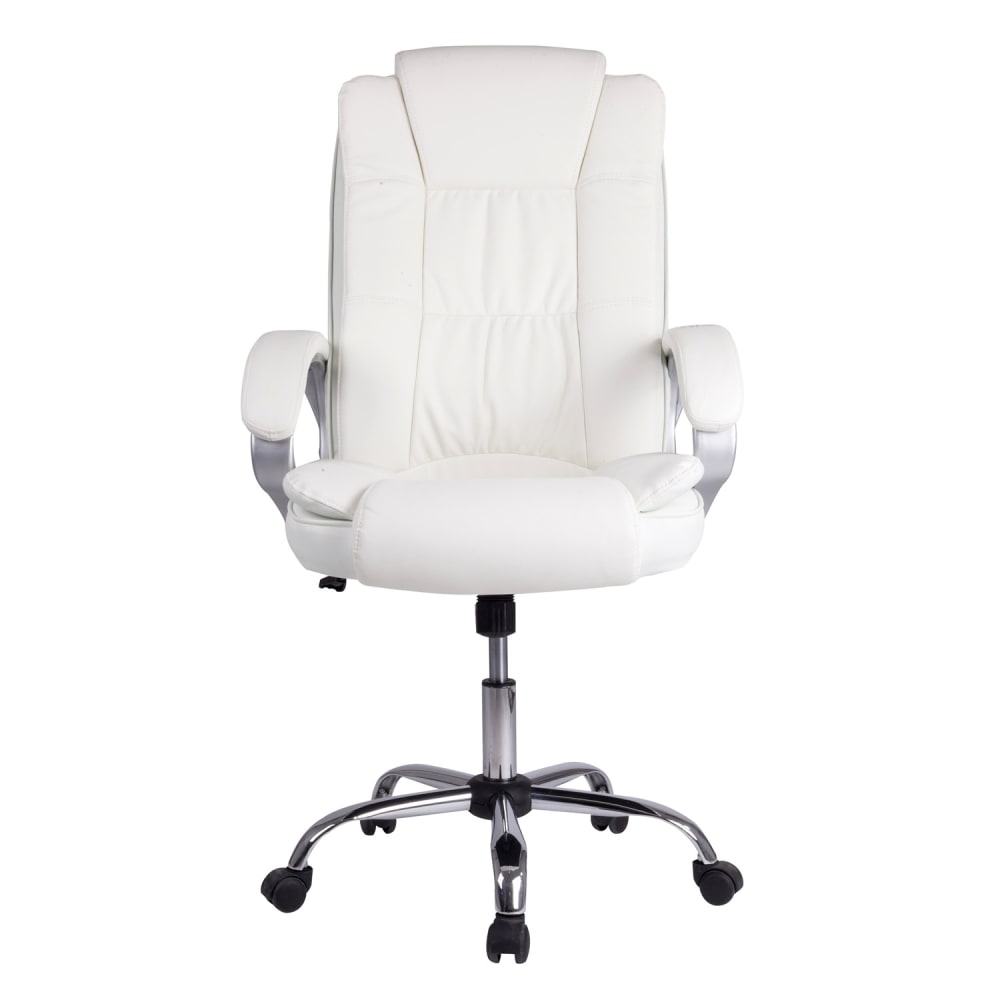 Fauteuil de bureau HOMN blanc en simili cuir avec base chromée — vue 3
