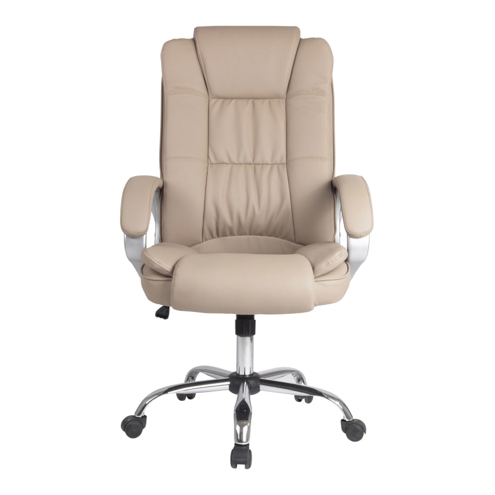Fauteuil de bureau HOMN taupe en simili cuir avec base chromée — vue 3