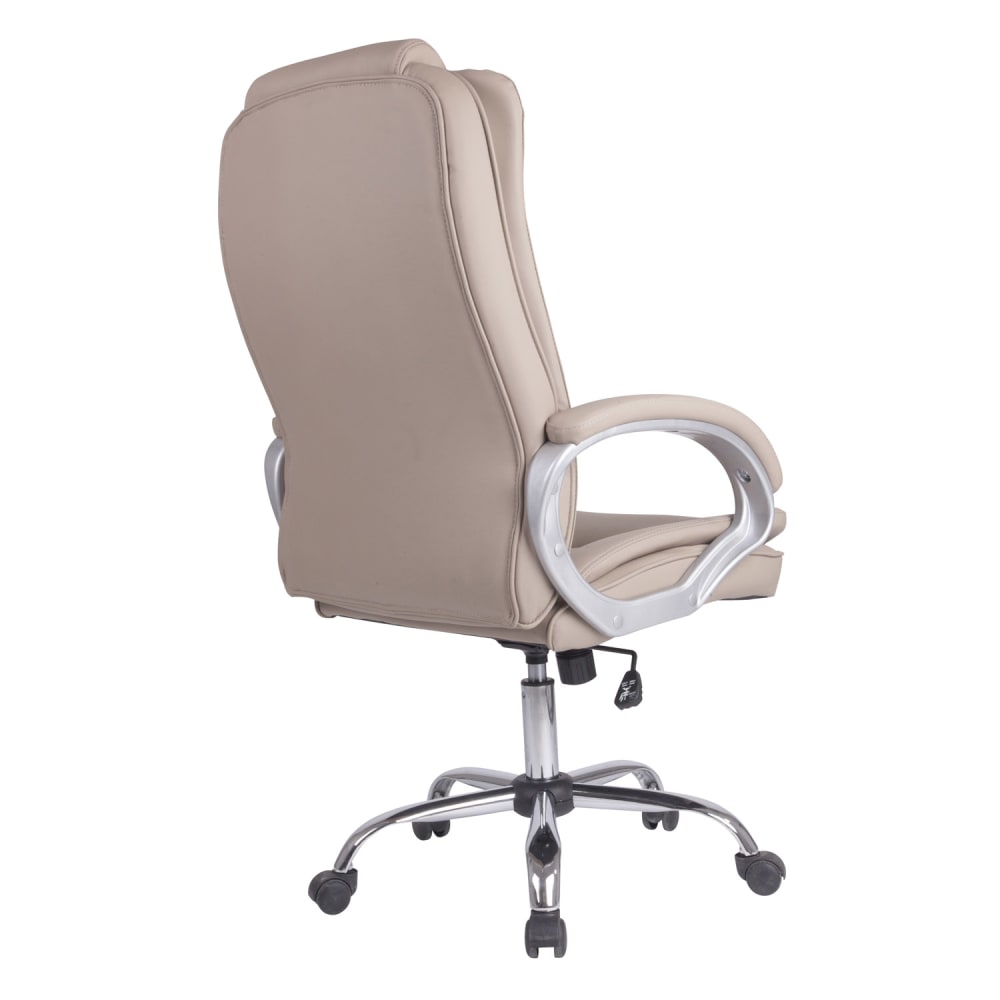 Fauteuil de bureau HOMN taupe en simili cuir avec base chromée — vue 4