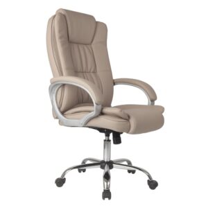 Fauteuil de bureau HOMN taupe en simili cuir avec base chromée