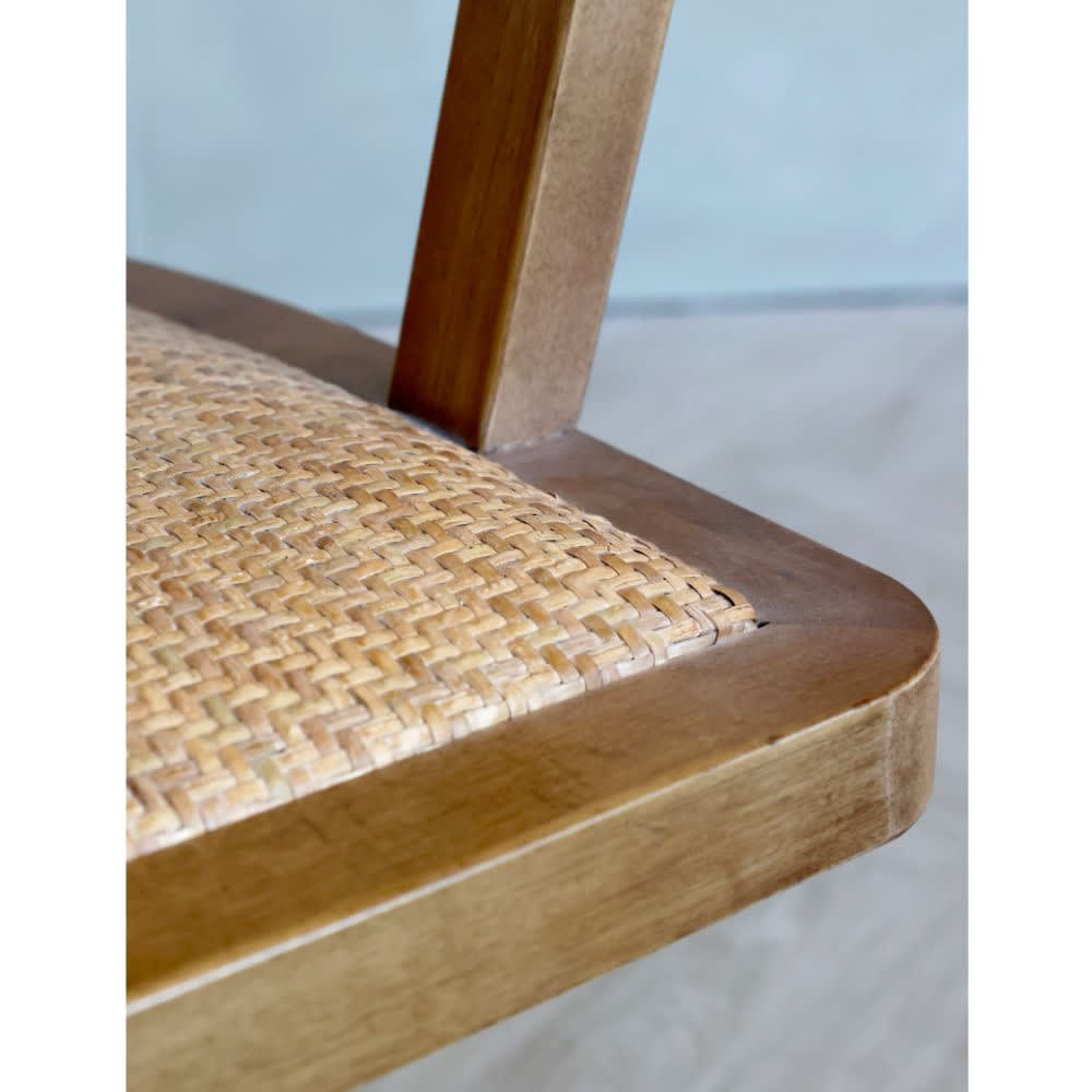 Chaise de bureau CHEMIN DE CAMPAGNE en bouleau et rotin avec roulettes — vue 6