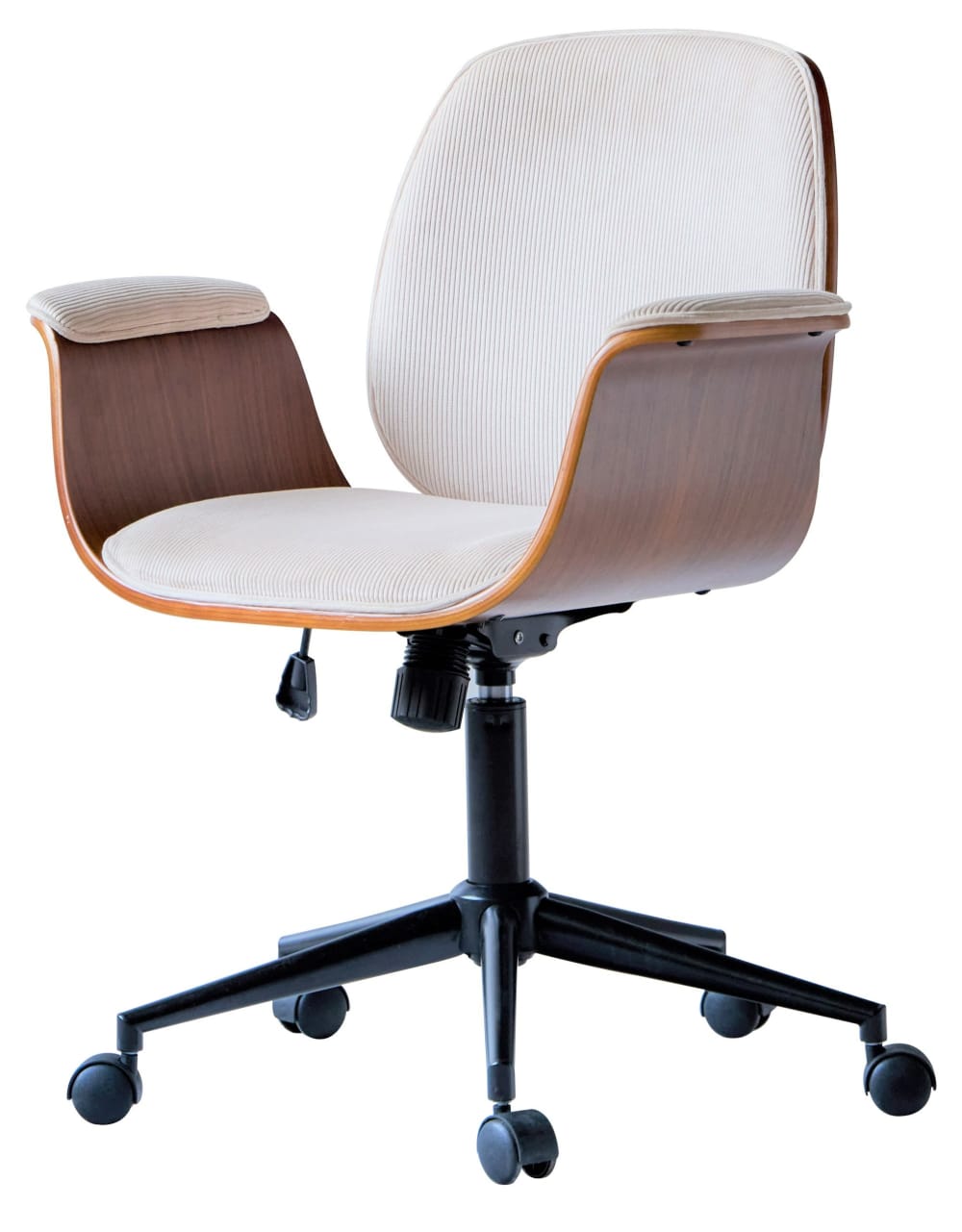 Chaise de bureau KOLDING beige en velours côtelé avec pieds en métal — vue 2