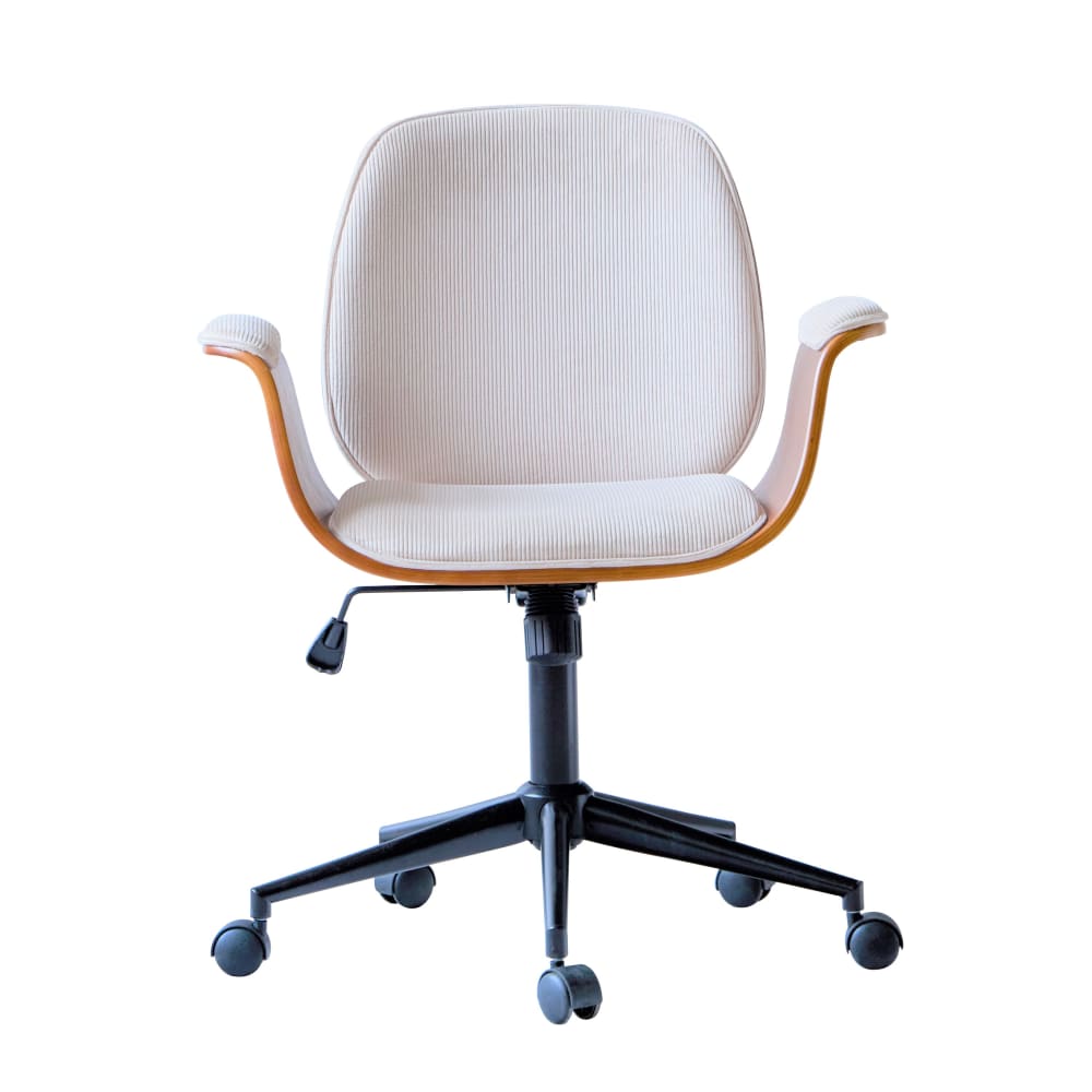 Chaise de bureau KOLDING beige en velours côtelé avec pieds en métal — vue 6