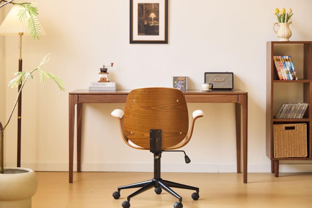 Chaise de bureau KOLDING beige en velours côtelé avec pieds en métal — vue 8