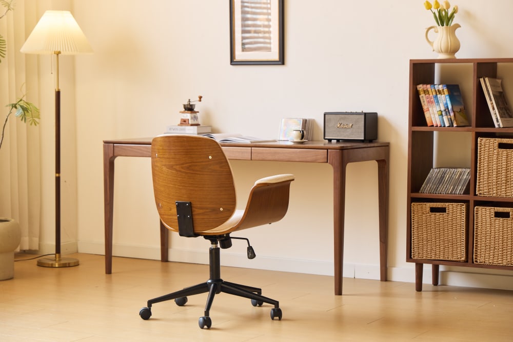 Chaise de bureau KOLDING beige en velours côtelé avec pieds en métal — vue 9